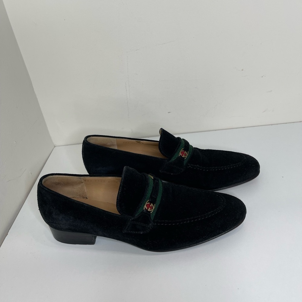 GUCCI GG Horsebit Web loafers black suede preppy  LOGO VTG designer school - Picture 10 of 13